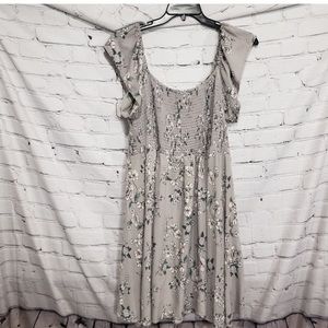 COPY - Torrid Gray Floral Chaills Smocked Front Dress